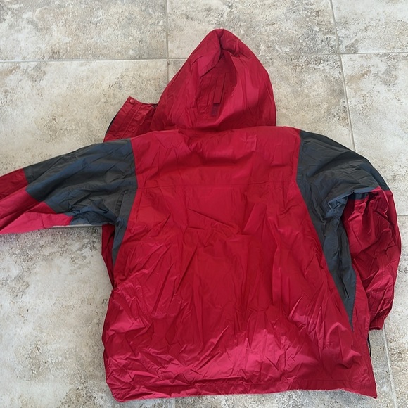 Columbia Red & Gray Rain Jacket Wind Breaker Full Zip Hooded Men’s Large - Picture 10 of 10